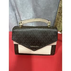 Michael Kors Ludlow Top Handle Crossbody Bag Signature White Rose Leather B2K